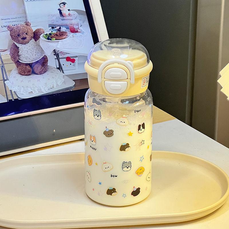 Summer new arrival: minimalist plastic water bottle with straw - stylish, portable, large capacity, dual-drink spout, perfect for women