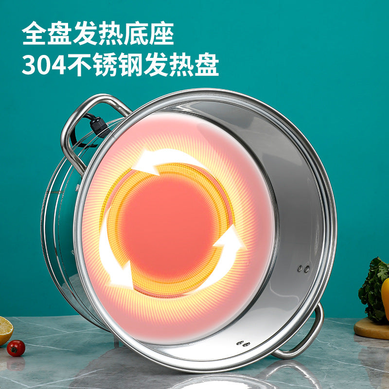 Insulated rice bucket, special stainless steel electric heating rice bucket for stall, hotel restaurant, insulated soup bucket, commercial heating steamer
