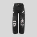 Exportgirljeans black distressed ripped pants loosestraight-legloose pants handsome autumkids pants