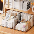 Acrylic desktop organizer - large capacity clear storage basket for books, sundries, snacks, and cosmetics