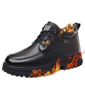 2025 men's high-top leather winter boots: fleece-lined, warm, genuine leather, dad shoes, thick-soled, anti-slip snow boots for men