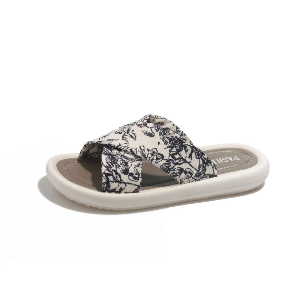 Summer new 2025 premium korean style non-slip women's slippers fashion casual shoes beach crossover sandals wholesale