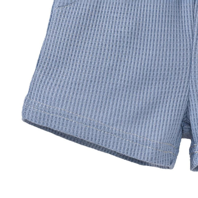 Baby boy & girl casual waffle knit pocket short sleeve top & shorts set