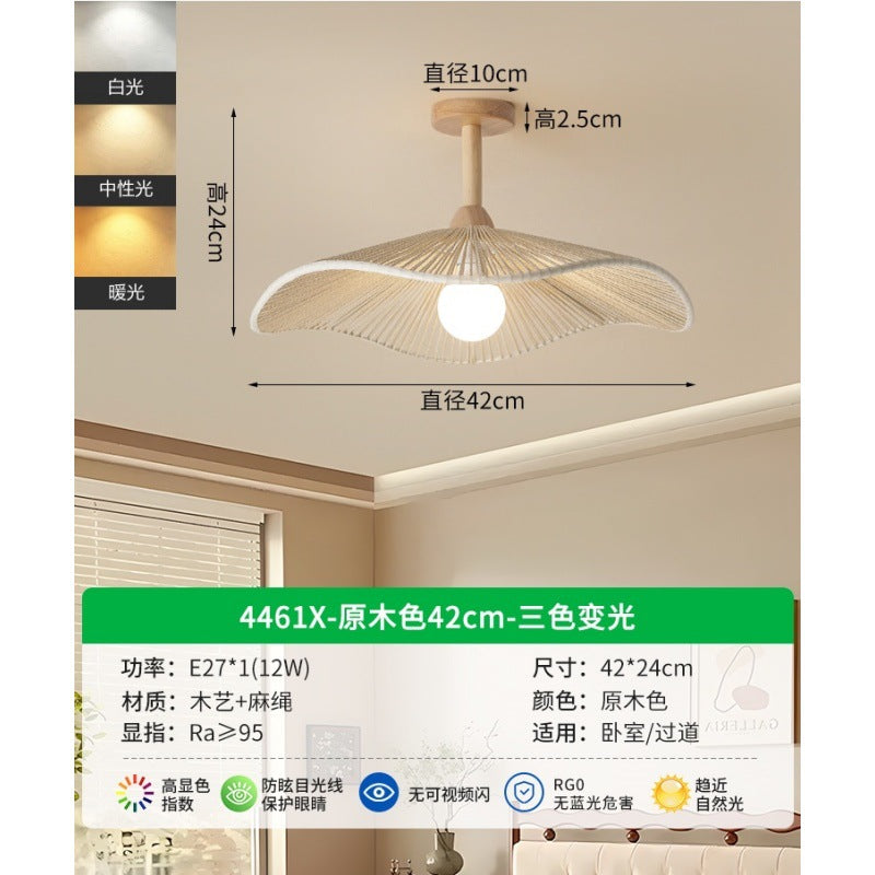 Huiyuan corridor light, aisle light, Japanese-style log wind, modern minimalist creative hemp rope entrance balcony lighting E