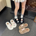 Glasses rabbit cute furry slippers women's korean style trendy cotton slippers comfortable casual thick sole warm home slippers