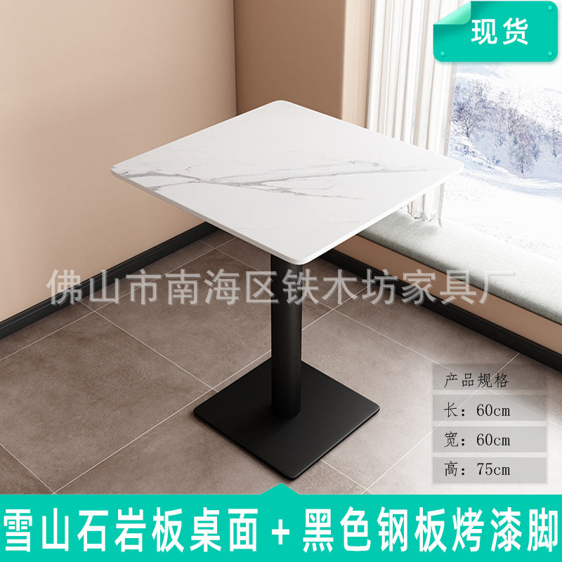 Customized commercial slate dining table simple table bar milk tea fast food restaurant canteen rectangular table apartment negotiation table and chairs