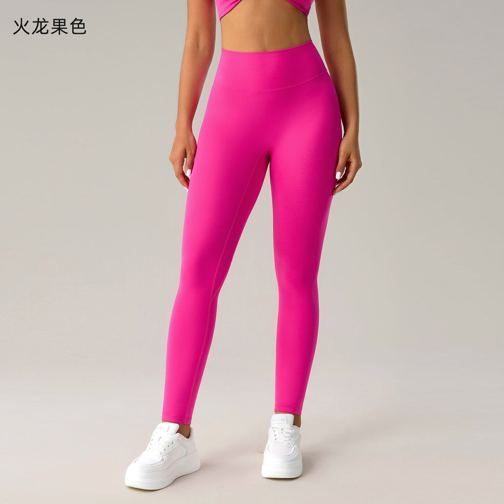 Fashion cross-border nude long sleeves yoga fitness suit women's back sports intimateshigh waist hip lifting tight nine-point pants
