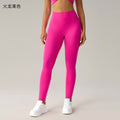 Fashion cross-border nude long sleeves yoga fitness suit women's back sports intimateshigh waist hip lifting tight nine-point pants