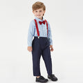 New european and american style boys' spring/autumn outfit set: long-sleeved cotton shirt and suspender pants gentleman's suit