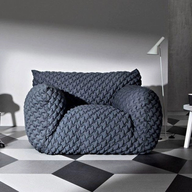 Influencer designer blue fatty sofa chair - living room, balcony, single fabric sofa - italian minimalist lazy casual chair