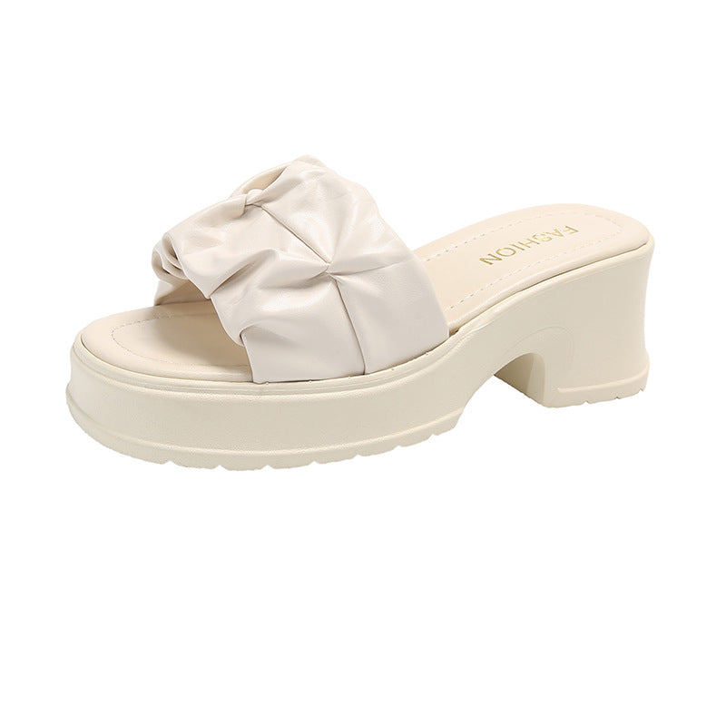Elegant high-heeled slippers for women 2024new arrivalsummeroutwearbest sellingfashion step on shit one-line slippers easiest for match sandals and slippers