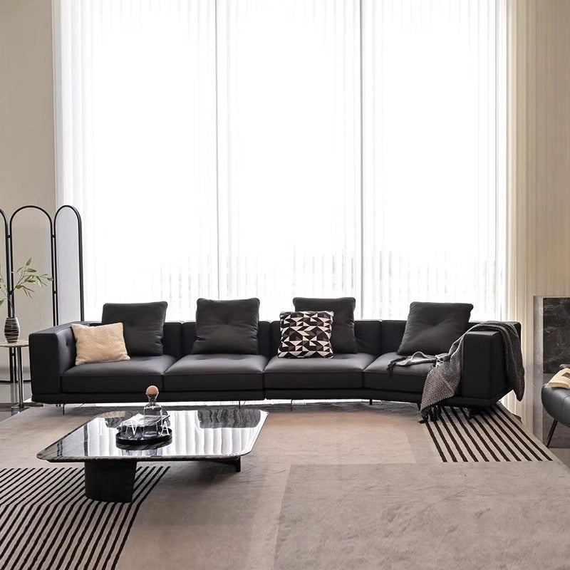 Dylan italian normcore large flat floor living room sofa small apartment straight row first layer cowhide corner special-shaped leather sofa