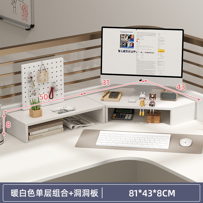 Computer elevated stand monitor bracket desktop bracket office desktop storage shelf workstation corner hole board