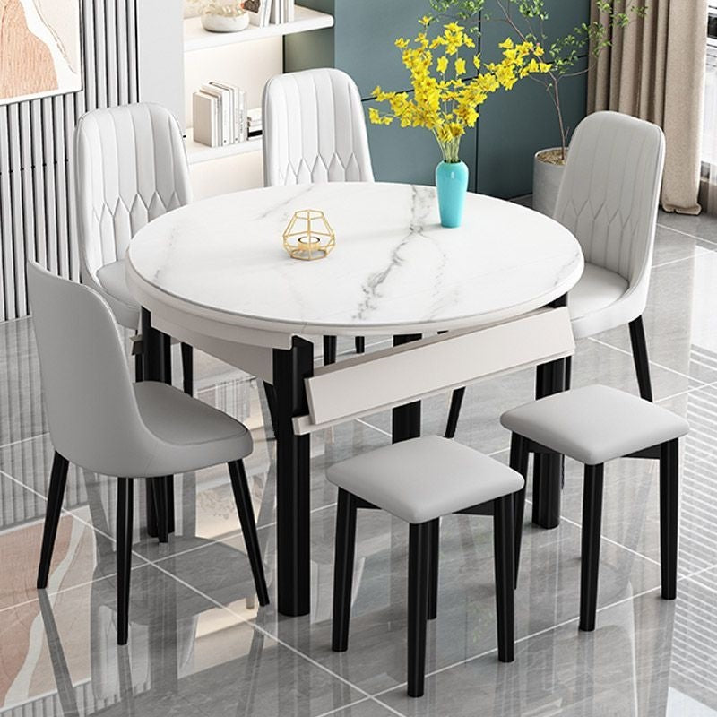 Tempered glass dining table - modern minimalist, light luxury design for small spaces. available in round or square, extendable and convertible. solid wood frame