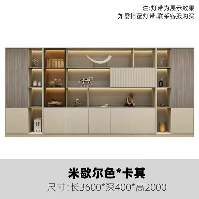 Office bookcase boss background cabinet file cabinet wooden information cabinet storage storage wall floor cabinet