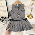 Kids clothing cross-border exclusive for european and american girls new arrival children's gray vest + skirt two-piece set