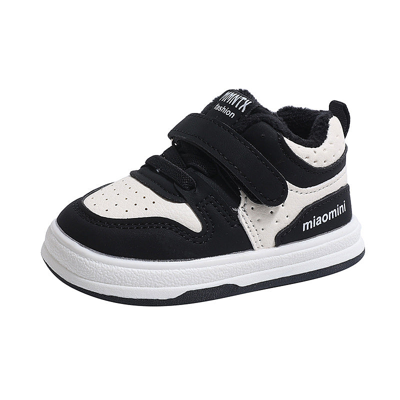 Winter new arrival: baby & toddler double-layer cotton shoes - girls' first walking shoes, leather upper with fleece lining, boys' waterproof sneakers, ages 1-3