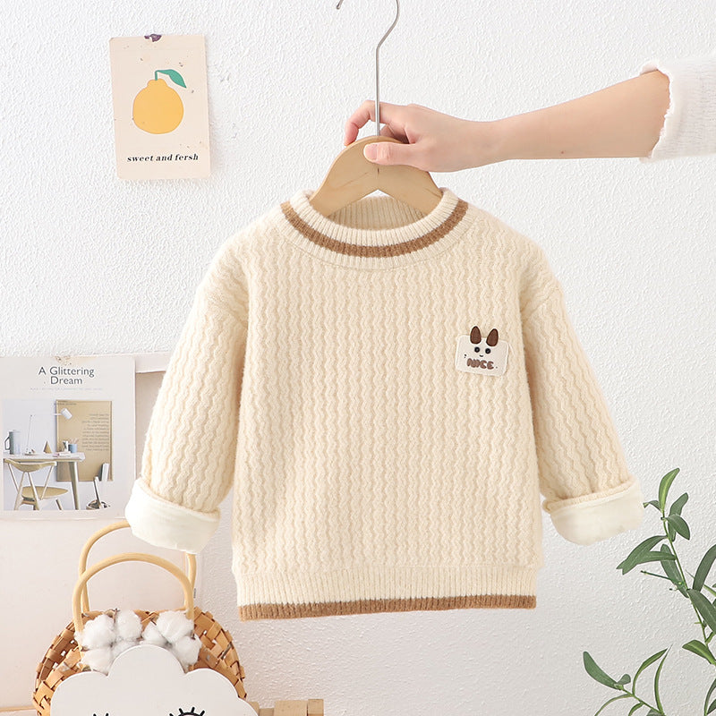 Kids' sweater  autumn/winter new collection: fleece-lined, extra thick knitwear for boys and girls