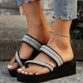 Thick sole slippers for women outwear 2025 summer new arrival pearl toe slippers butterfly platform bottom open toe wedge sandals