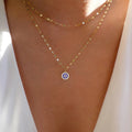 Crystal devil's eye necklace wholesale cross-border gold plated pendant women's stylish double layer classy rose gold sweater chain