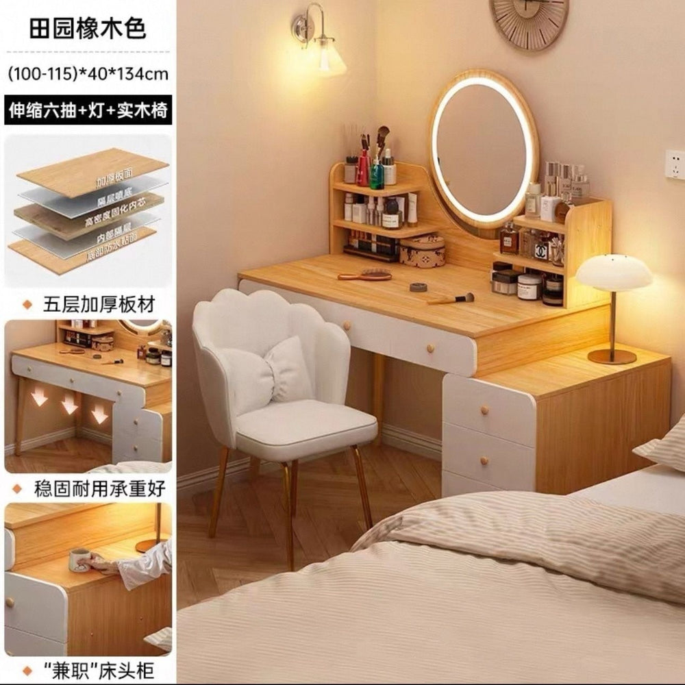 Bedroom dressing table for home chest of drawers all-in-one makeup table small apartment room multifunctional storage retractable dressing table