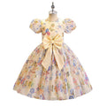 European and american style girls' chic butterfly princess dress - kids' puff sleeve sweet floral sundress for little girls