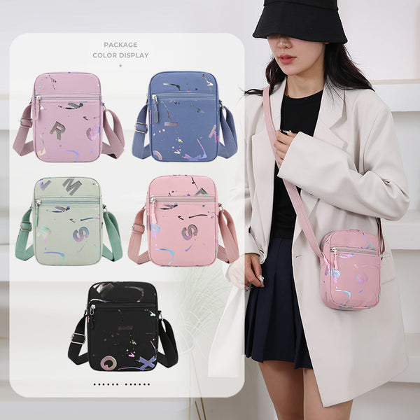Personalized bronzing new shoulder bag women's lightweight and versatile Korean version messenger bag outdoor commuter mobile phone change small square bag