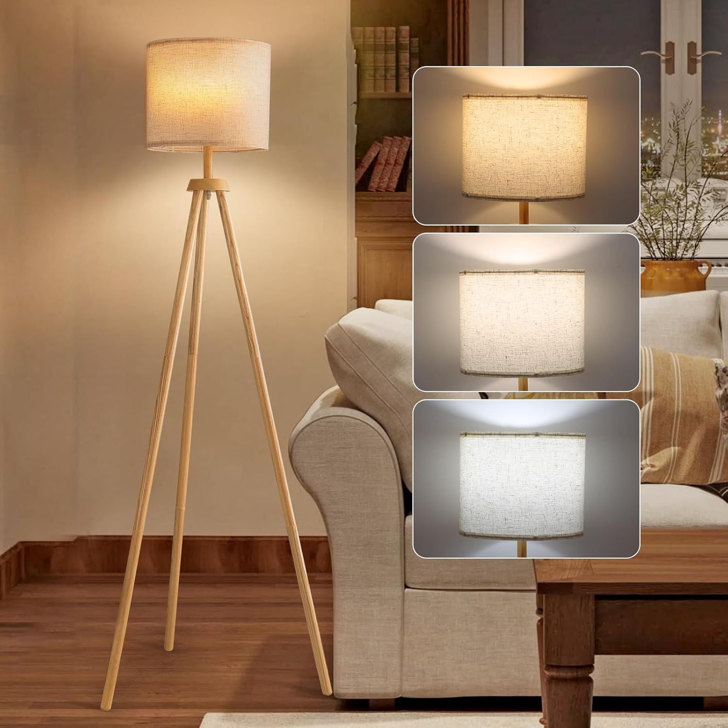 Cross-border floor lamp living room high-end bedroom cloth cover vertical table lamp wooden tripod floor atmosphere lamp customization