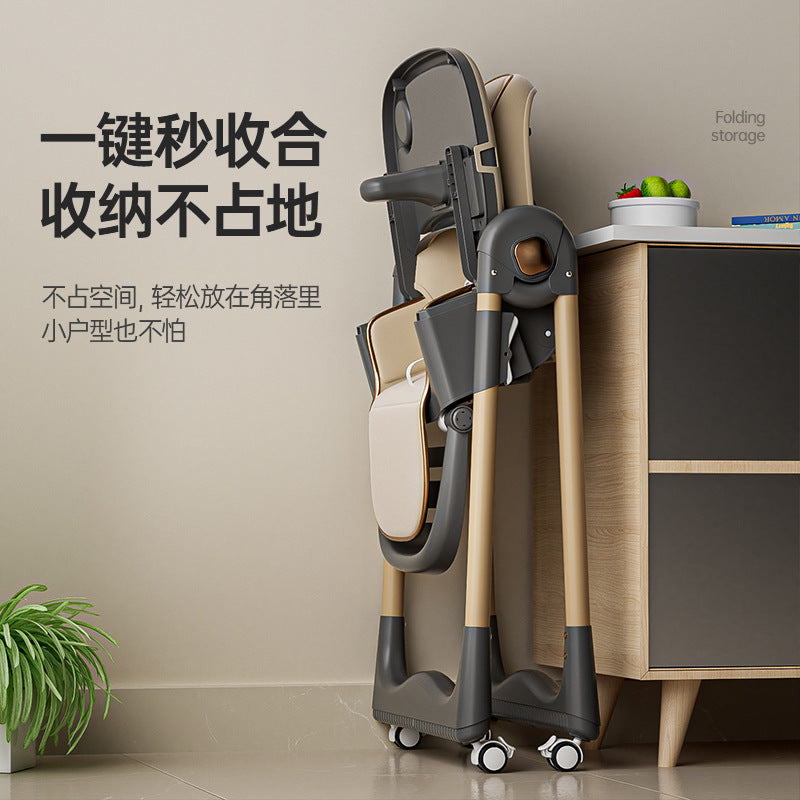 Baby Dining Chair Eating Chair Multifunctional Portable Foldable Home Children's Chair Baby Dining Table with Wheels