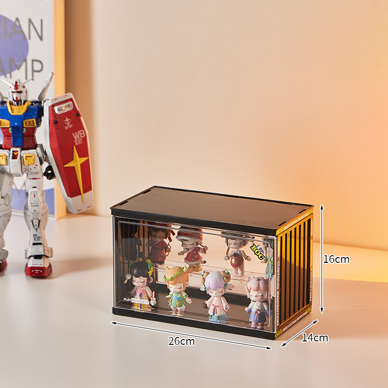 Side door blind box display stand figure display cabinet multi-layer storage dustproof acrylic storage box POP MART