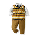 New spring children's outfit: boys' shirt and vest set, spring kids' suit, baby's first birthday dress
