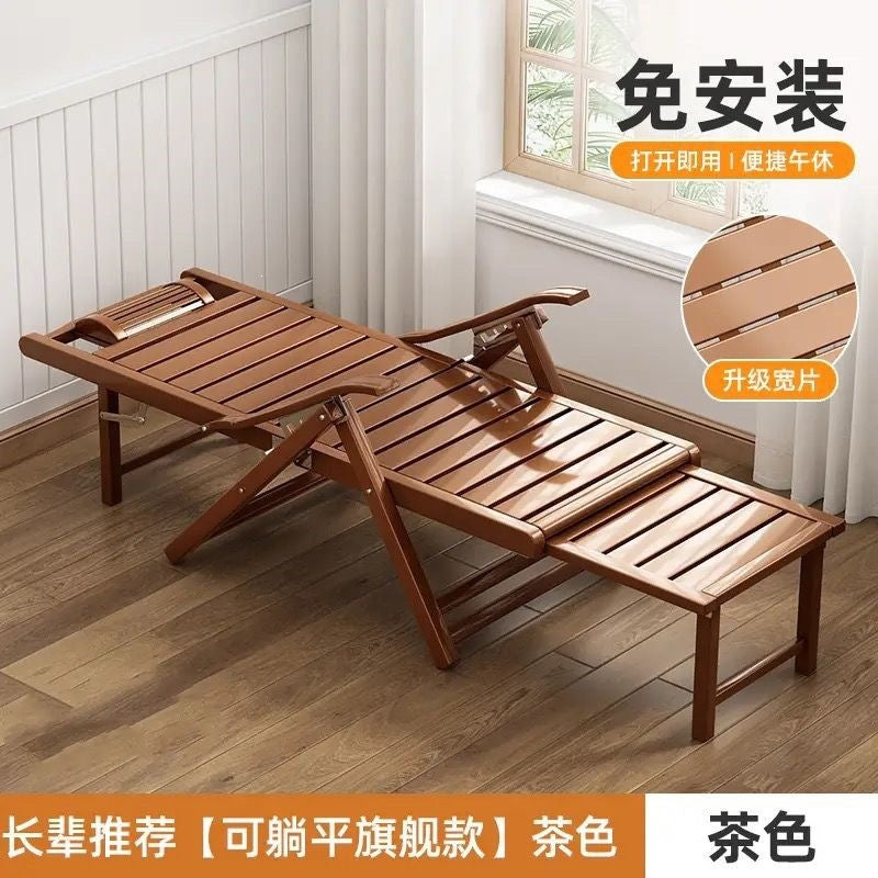 Foldable reclining chair - adult bamboo rocking chair - home comfort nap lounger - lazy person's chair - elderly balcony leisure dual-use chair