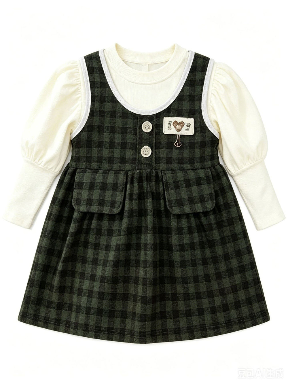 Girls' spring/autumn fashionable dress - new two-piece style, baby/kids plaid warm korean style skirt