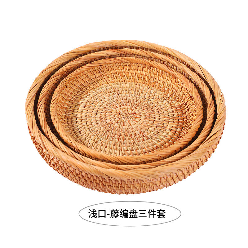 rattan hand-held tray, Vietnamese autumn rattan woven storage basket, binaural handle bread basket, fruit snack storage basket