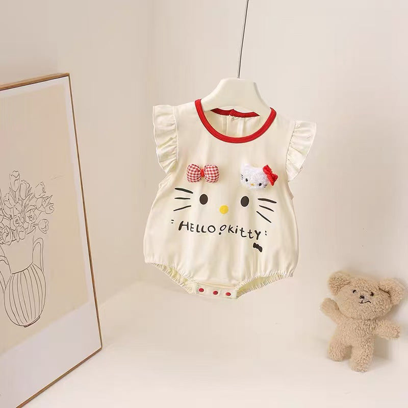 Summernew arrival jumpsuit, fashionable baby clothes, flying sleeves, butt-covering clothes, baby summer clothes, thin khaki rompers, one-piece