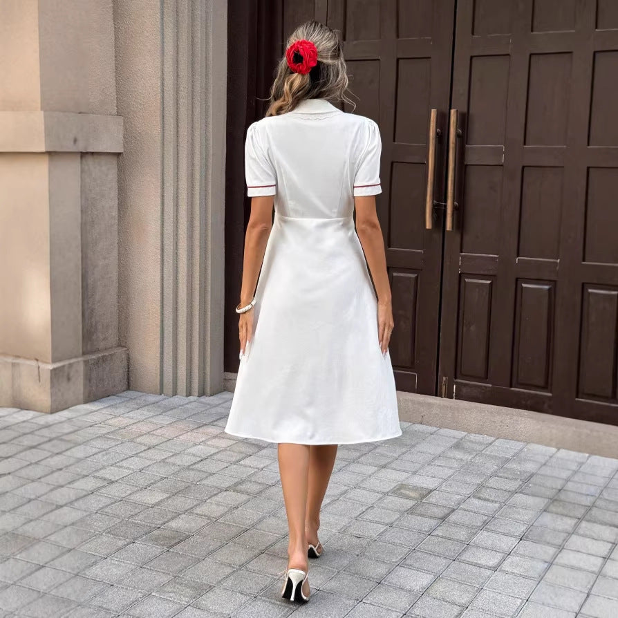 new arrival: cross-border fashion women's white v-neck bodycon dress