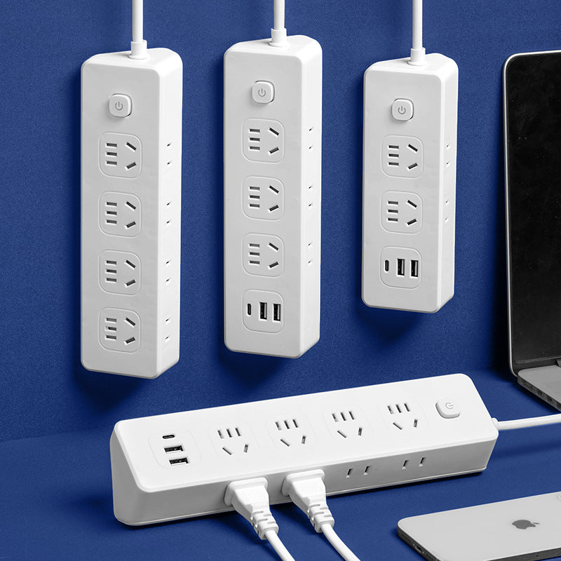 Side socket multi-function power strip with long cable usb plug-in board plug-in board for home student dormitory drag-in board