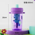 Cute cartoon straw cup - portable, leak-proof, and perfect for students and kids. ideal for indoor and outdoor use. transparent and easy to carry