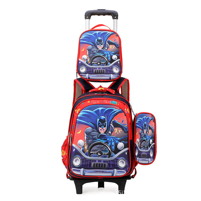 New  primary school students tie rod schoolbag 1-6 grades boys and girls backpack lunch bag cartoon children's bag