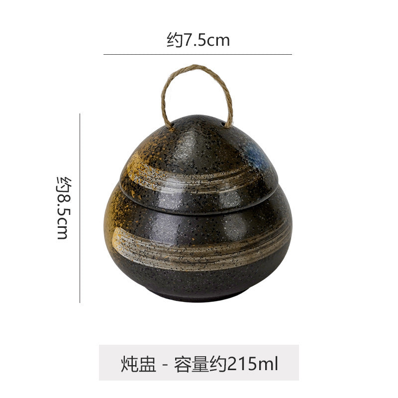 Japanese retro steamed egg cup, one-person soup cup, ceramic tableware, dessert bowl, bird's nest supplement, covered bowl, one-person stew cup