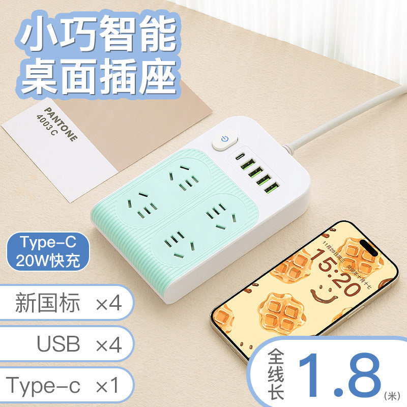 Multi-functional creative power strip with usb ports - dorm room student power strip with multiple outlets and cord