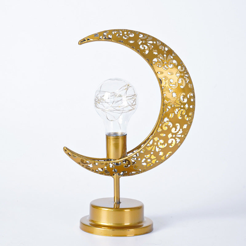 Cross-border LED wrought iron star moon round ball night light festival decoration bedroom table lamp atmosphere modeling light