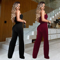 C7483 cross-border   fashion women's casual sexy bandeau metal buckle jumpsuit new