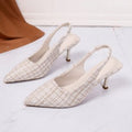 High heels women's shoes 2026 summernew arrivalk-style small fragrant style pointed toe high heels women's back elastic toe sandals
