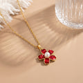 8442 pearl red camellia gold necklace