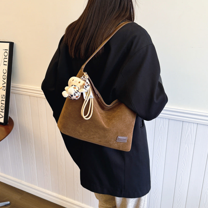 Retro premium matte women's bag high value leopard print commuter oblique span bag casual lazy wind underarm shoulder bag