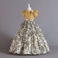 Exportnew arrival children's clothing chiffon retro pattern kids dress girl wearing waist princess dressgirl dress