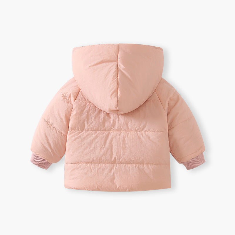 Children's fall and winter outerwear  new fashion baby boys and girls warm tops winter outdoor fleece-lined hooded cotton jackets