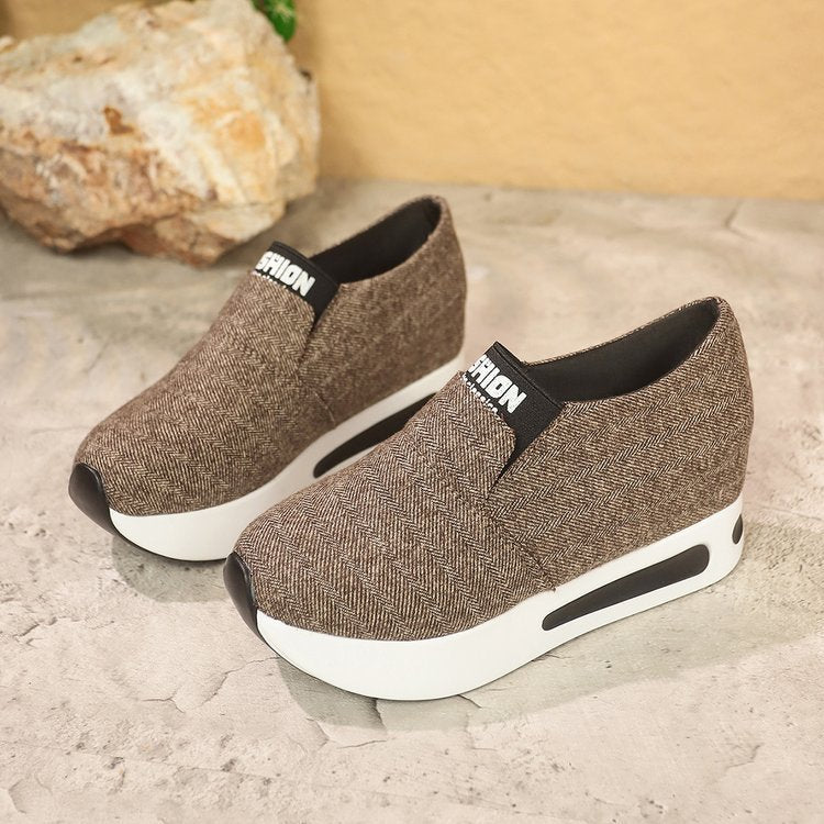 women's fashion flat heel hidden wedge mesh breathable casual flats - supports cross-border platforms and dropshipping