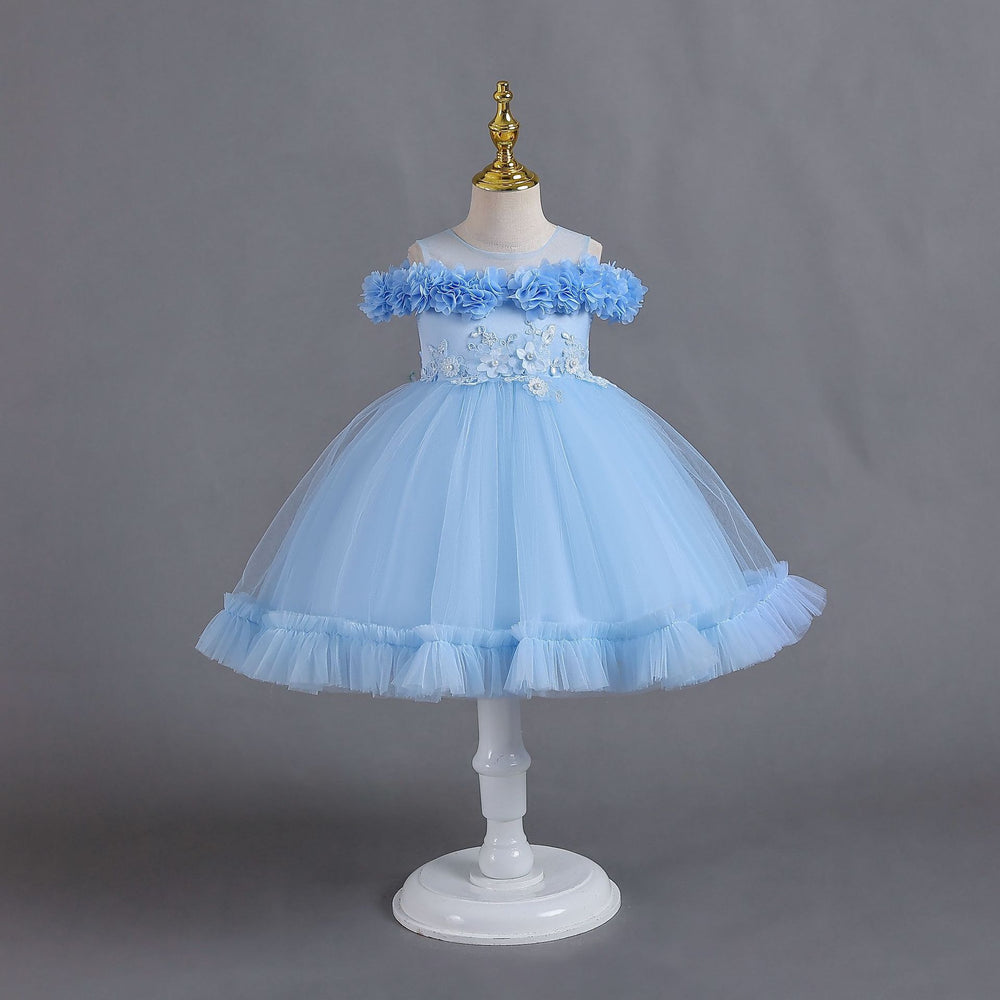 Export small children's tulle kids dress petals princess dress baby girl one year old dressbaby dress